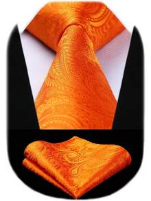 エンリション -01 カジュアル ノーアイロン イージーケア ネクタイ 3.3インチ (8.5センチ) ハンカチ付き 厚手 日常使い セレモニー 就職面接 学校入学式 卒業式 ギフト - 19 ブラウンゴールド(ペイズリー) - チェックする 9