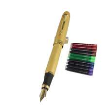 Gullor Jinhao 450 Normal Nib Fountain Pen Golden With 5 Color Ink Cartridges - Normal Nib-golden - View 1