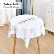 [Free Shipping]Small Square Tablecloth 36x36 Inch Washable Polyester Side Table Cloth Solid White Heavy Duty End Table Cover For Dining Home Party - White36inchx36inchSquare - View 3