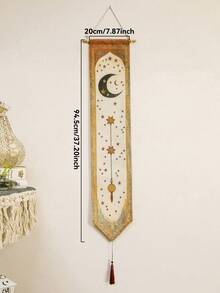 1件/2件装波西米亚风月亮星星挂毯，复古流苏灯笼图案壁挂，优雅的家居装饰，适用于客厅和卧室，完美契合波西米亚和神秘主题空间，也适合作为节日和派对墙面装饰，是馈赠亲友的绝佳礼物。