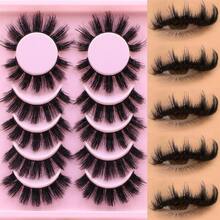 6对卡通猫眼假睫毛，仿貂毛假睫毛，狐狸眼假睫毛，自然浓密假睫毛，角色扮演旅行化妆工具（8-15条）假睫毛，睫毛，假睫毛 - 黑色 - 查看 5