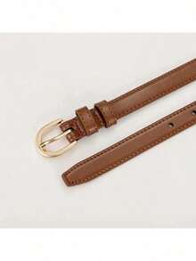 1pc Solid Color Casual PU Leather Waist Belt, Slim Design, Suitable For Women All Seasons Summer, School Fall, Autumn, Halloween Polyurethane(PU) - A - Xem 7