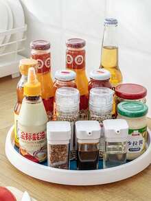 1pc Rotating Circular Kitchen Storage Tray, Convenient Access - Grey - View 5