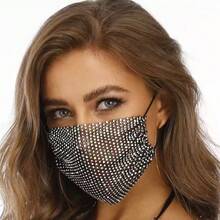 时尚透气防尘口罩，彩色亮片个性化口罩，适合日常佩戴，防尘防风，也适合圣诞节和万圣节装扮，女士冬季服装