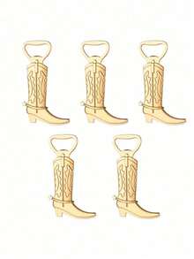 1/3/5件装金色金属靴形开瓶器，创意酒吧工具，适用于节日、婚礼、派对，可开啤酒和汽水瓶，是家用厨房工具和必备家居用品，也是情人节礼物。 - 金色 - 查看 9