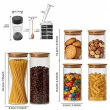 11-Piece Glass Jar Combination Set, 2 Piece: 1135ml (38 Ounces), 2 Pieces 850ml (28.5 Ounces), 2 Pieces 495ml (16.8 Ounces), Wide-Mouth Transparent Glass Food Storage Containers, Which Can Be Used To Store Coffee Beans, Noodles, Nuts And Other Glass Kitchen Utensils; Glass Jar With Labels, Stickers, Pens, Rose Gold Spoons. Good Gifts - Bộ 11 món - Xem 9