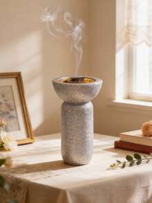 1pc Cylindrical Resin Incense Burner - Glitter Texture Luxury Style Aromatherapy Diffuser For Home, Office, Yoga & Party Gifting - Multicolor - View 9