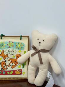 25 cm/9,84 Zoll beiger Teddybär Plüschspielzeug, niedlicher Schleife Kuscheltier, hautfreundliches weiches Plüschtier für Babys & Kinder, perfektes Geschenk für Babyparty, Geburtstag, Weihnachten, süße Akzentdekoration für Kinderzimmer - Champagnerfarben - Übersicht 3