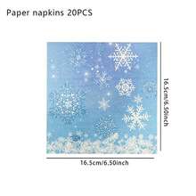 Ice And Snow Themed Snowflake Napkins, Disposable Blue Lunch Napkins, Frozen Birthday Snow Scene Themed Party Decorations, Frozen Birthday Napkins, Blue And White Winter Wonderland Themed Winter Celebration Supplies - Multicolor - View 8