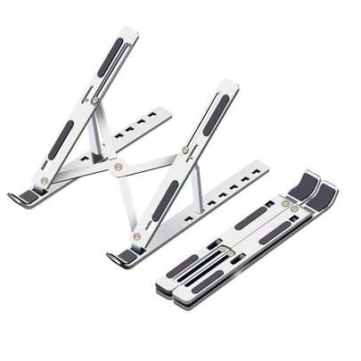 18-Inch Aluminum Alloy Heat Dissipation Rack, Laptop Stand Holder, Height Adjustable Portable Bracket For Laptop & Tablet, Sturdy Anti-Slip Computer Riser, Office Desk Home Study Accessory, For Students & Office Workers