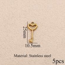5pcs Stainless Steel 18K Gold-Plated Fashionable Versatile Lock Pendant Small Heart Cute Little Key Tag Pendant Necklace Earrings DIY Pendant Accessories - Lock Pendant - View 9