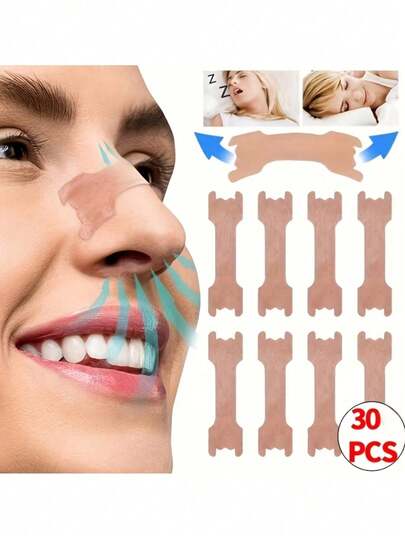 30 tiras del color de la piel - Sin diseño, amigables con la piel, para usar en cualquier momento para noches tranquilas y mejor respiración