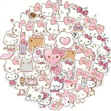 Sanrio 50 Pcs/Set Girlish Pink Kitten Cartoon Stickers - Cute Graffiti Embellishments For DIY Projects On Water Bottles, Notebooks & Electronics - 50PCS - View 1