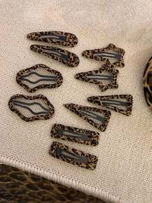 2个豹纹发夹，Y2K豹纹发夹套装，圣诞礼物，头部饰品，女士发饰 - 彩色 - 查看 1