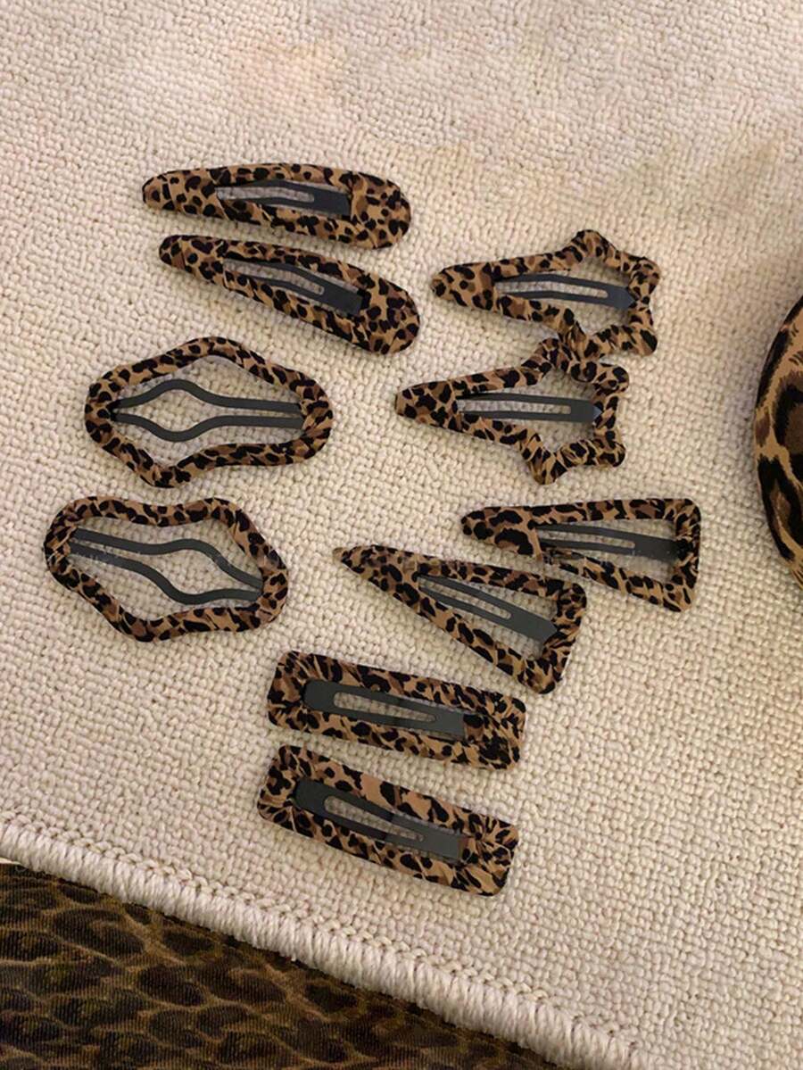 2个豹纹发夹，Y2K豹纹发夹套装，圣诞礼物，头部饰品，女士发饰 - 彩色 - 查看 1