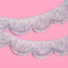 Pink Scalloped Metallic Tinsel Banner, Pink Fringe Backdrop 5.9 Ft Pink Foil Fringe Garland, Fringe Banner - Layered Party Tinsel Garland For Party Banners Bachelorette Decorations, Birthday Photo Booth Backdrop, Happy Birthday Decor, New Year Party Decor, Bridal Shower Wicked Banner - 彩色 - 查看 9