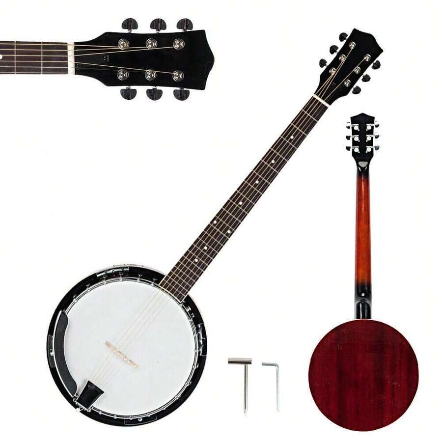 New 6 String Banjo Full Size With Closed Back 24 Brackets Head & Maple Neck - 預設 - 查看 1