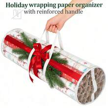 Bolsa de almacenamiento transparente para papel de regalo, material de PVC, con asa blanca, caja de almacenamiento cilíndrica conveniente. Bolsa de almacenamiento de papel de regalo de Navidad, bolsa de almacenamiento de tubo de papel de fiesta, bolsa de regalo con cremallera, bolsa de almacenamiento de regalo transparente impermeable y a prueba de polvo, bolsa de almacenamiento de papel de regalo de Navidad, decoraciones navideñas, bolsa de regalo de fiesta individual - Negro - Ver 5