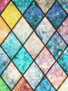 45x200厘米/卷 窗户隐私膜 彩色玻璃窗贴 3D彩虹窗膜 玻璃门装饰彩色格子窗玻璃贴纸 静电吸附 防晒窗帘 家居礼品 生日 毕业 - 彩色 - 查看 5