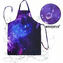 Adjustable Waterproof Apron Bib Apron With 2 Pockets Cooking Kitchen Aprons Women Men Chef - 銀河圍裙 - 查看 6