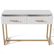 Dressing Table With 2 Drawers, 75 Cm High, Bedroom Vanity, White - H75 / W100 / D45 Cm