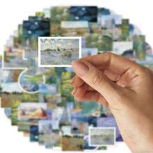 46pcs (23x2) Garden Green Pigment Aesthetic Pattern Stickers, Vintage Collage Stickers For Elegant Planner, Office Notebook, Laptop, Water Bottle, Luggage, DIY Board, Art Stickers, School Supplies, Art Party Stickers, Graduation Gift Scrapbook Supplies Scrapbook Stationery - Lime Green - View 1