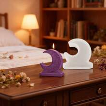1pc Moon Shaped Silicone Candle Mold DIY Star Moon Aroma Stone Plaster Diffuser Home Decor Mold For Holiday Decoration, Ramadan, Easter - White - View 3