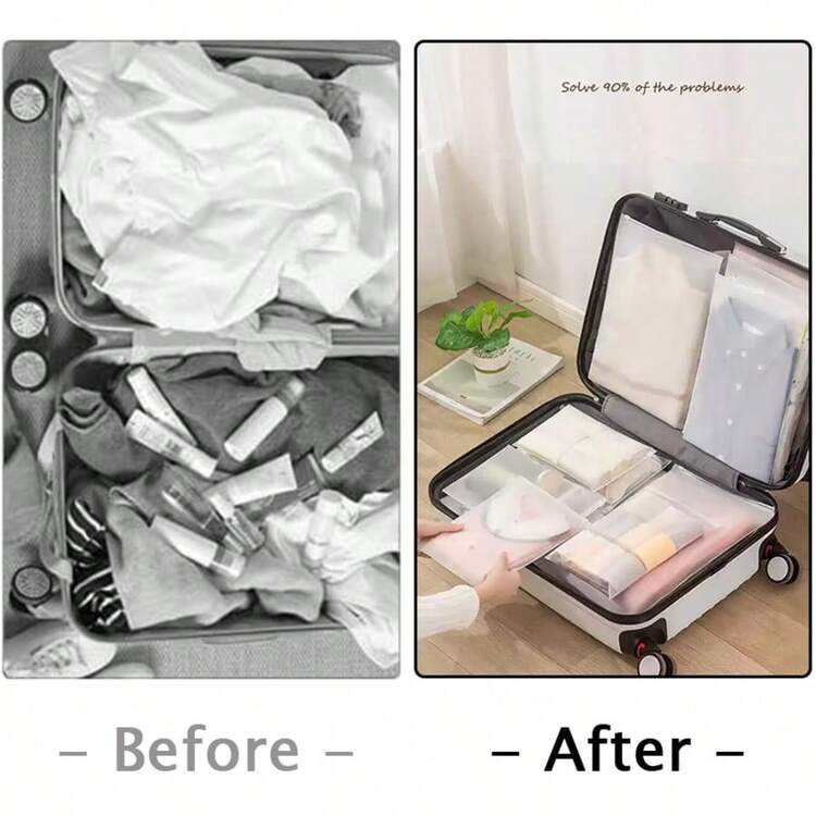 2/3/5/10pcs Set Translucent Travel Storage Bags, Transparent PVC Clothing Organizer Bags, Waterproof Zipper Lingerie Packing Cubes, Clear Sealed Underwear Storage Boxes, Travel Luggage Organizers - White - View 10