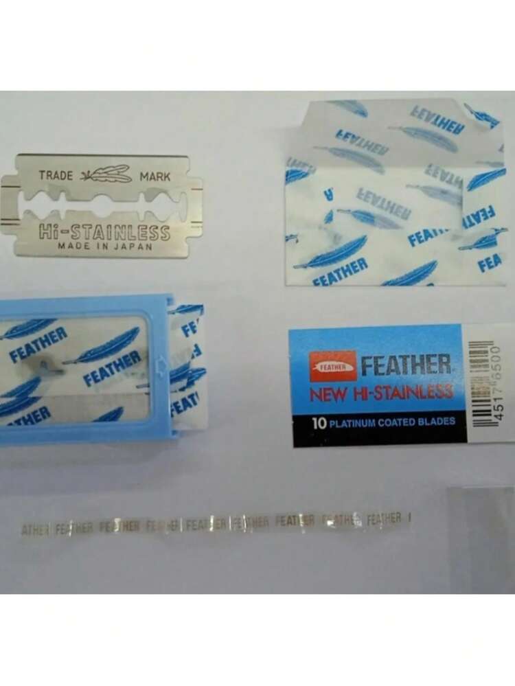 Feather - 10 Pcs Platinum New Hi-Stainless Razor Blades - dao cạo an toàn - Xem 2