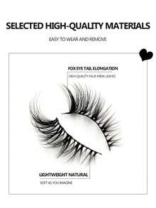10 Pairs Natural Fluffy & Lightweight Faux Mink Eyelashes, Fox Tail Extension Style, Suitable For Daily Makeup, Reusable
