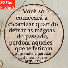 2D平面木质装饰牌匾，1件装 - 葡萄牙语和西班牙语复古语录 - 包含葡萄牙谚语“带着钱来吧”和西班牙语谚语，可壁挂/办公室/咖啡馆/酒吧装饰 - 彩色 - 查看 3