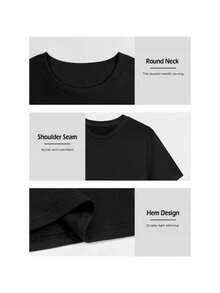 Daria-Themed Graphic Print T-Shirt For Women, Casual Crew Neck, Fashionable Short-Sleeve Top For All Seasons - màu đen - Xem 4