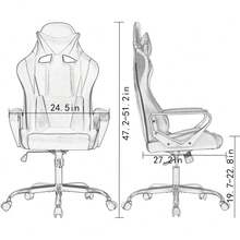 High-Back Gaming Chair PC Office Chair Computer Racing Chair PU Desk Task Chair Ergonomic Executive Swivel Rolling Chair With Lumbar Support For Back Pain Women, Men,White,Blue - 藍色 - 查看 2