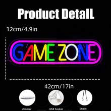 1-Piece Set Of Colored Neon Light Game Area Illuminated Light Sign, Personalized Lighting Plaque, USB Interface Indoor Lighting Lamp, Suitable For Neon Light Gifts In Internet Cafes, Bedrooms, Game Rooms, E-Sports Facilities, And Living Rooms - 遊戲區 - 查看 2