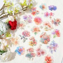 Sparkly Flower Stickers, 60 Pcs Waterproof Botanical Floral Journaling Sticker PET Floral Stickers Scrapbooking Supplies Journal Planners Art Crafts Photo Album Decor - 豐富多彩的 - 查看 3