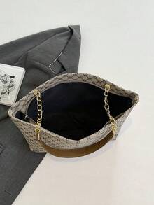 Túi xách công sở kiểu dáng retro chic độc đáo, họa tiết hoa, đeo một bên vai, chất lượng cao. - Xám - Xem 10