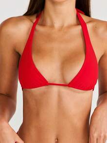 Women's Two Piece Bikini Swimsuit Triangle Top Bathing Suits Back Tie String Cheeky Bikini Sets - Rojo - Ver 5