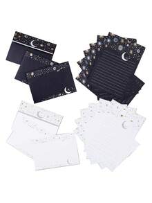 Bộ giấy viết thư kèm phong bì gồm 27 tờ, thiết kế họa tiết sao và trăng, dòng sản phẩm Flashing Series, giấy viết thư 8.5 x 6 inch. - Nhiều màu - Xem 1