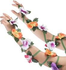 Jeere 2 Pcs Festival Flower Arm Wraps Handmade Women'S Fairy Renaissance Costume Accessories For Adult Woman Festival Cosplay Accessories - đen - Xem 1
