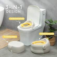 3-In-1 Children's Potty, Removable Seat, Faux Leather Upholstery, Up To 50 Kg, 6 Months To 6 Years, Grey - Grey - View 3