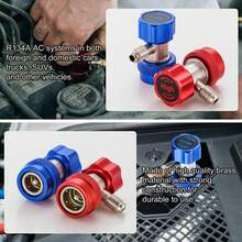 R134a快速接头适配器，可调式R134a适配器快速连接器，用于汽车空调系统充注，高压和低压1/4英寸SAE连接器套装 - A - 查看 8