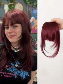 1片彩色合成夹式刘海，自然隐形无缝空气刘海和鬓角接发，适合学生和日常佩戴，颜色随机（可能与图片略有不同），发饰，情人节发饰礼物 - 彩色 - 查看 14