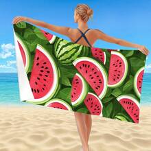 1pc Watermelon Print Beach Towel, Super Soft Microfiber Rectangular Quick-Dry Beach Blanket, Lightweight Beach Mat, Suitable For Outdoor Travel, Camping, Beach, Bathroom, Spring/Summer/Autumn, Beach Essential - Multicolor - View 4