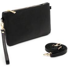 Pochette Donna con Tracolla Borsa Clutch Donna Elegante in Pelle Morbida Made in Italy Borsa da Polso Modello Mya - Sabbia - Visualizzare 3