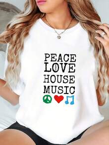 Peace,-Love-And-House-Music-Shirt--DJ-Producer-House-Music-T-Shirt - Trắng 2 - Xem 2