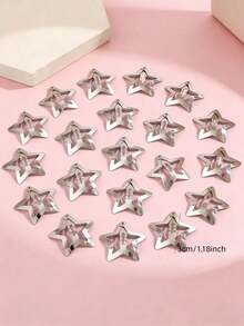 10/20/30/50/100个装女士Y2K五角星金属发夹，适合日常佩戴，头部饰品，女士发饰，发夹，发卡 - 銀色 - 查看 1