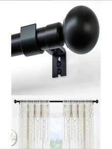 1件装黑/白不锈钢组合窗帘杆，适用于浴室浴帘、卧室和客厅窗帘、罗马帘