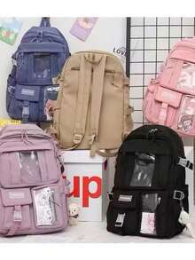 Women's School Backpack, Korean Style, Large Capacity, No Keychain, Waterproof B1030 - Màu xanh lam - Xem 3
