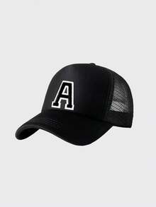 1pc 26 Letter Truck Cap, Fashionable & Versatile Mesh Breathable Sun Hat, Suitable For Daily Wear, Can Be Given As A Gift - Black - View 8