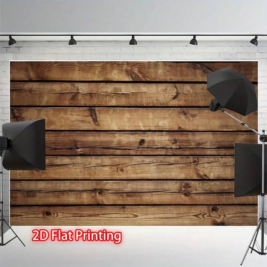 Retro Wooden Wall Background Fabric – Polyester Fiber Photography & Party Decor Fabric – No Electricity Required – Available In Multiple Sizes, Perfect For Festival Party Decor Banners, Suitable For Various Scenarios And Sizes. - Multicolor - View 1